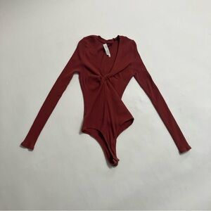 ASTR THE LABEL rust colored bodysuit